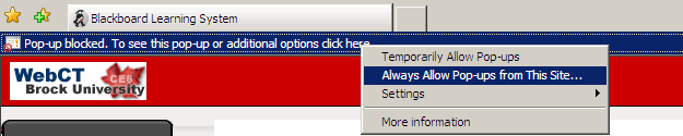 Unblock a pop-up window that has been blocked by Internet Explorer 7